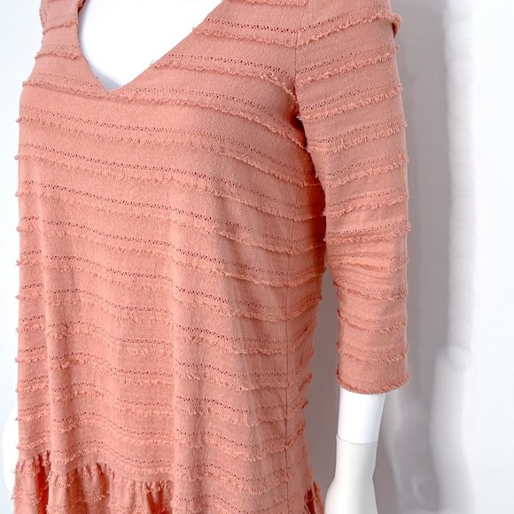 Hatch Maternity The Layla Fringe Drop Waist V Neck Dress in Clay Pink Size 0 XS - Picture 6 of 13